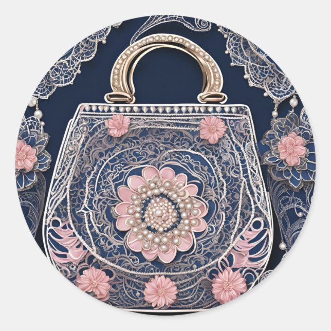 Pegatina Redonda Arte de IA de My Blue Purse (Anverso)