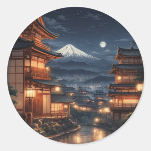 Pegatina Redonda Arte de Ilustracion de Japón #2