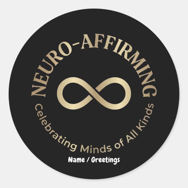 Pegatina Redonda Arte de Infinitud Arcoíris Neuroafirmante Neurodiv (Anverso)