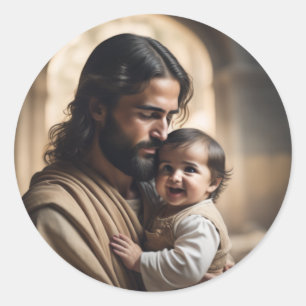 Pegatina Redonda arte de Jesús