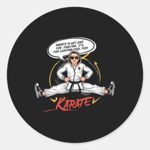Pegatina Redonda Arte de Karate Divertido y Genial Dibujo Animado