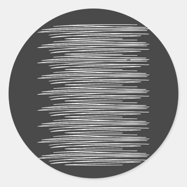 Pegatina Redonda Arte de la línea blanca (Anverso)