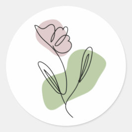 Pegatina Redonda Arte de línea de flores