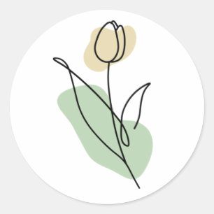 Pegatina Redonda Arte de línea de flores