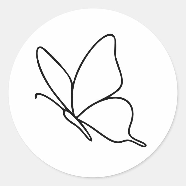 Pegatina Redonda Arte de línea de mariposa – Ilustración de insecto (Anverso)