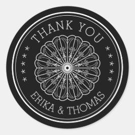 Pegatina Redonda Arte de línea minimalista moderno Flor de agradeci