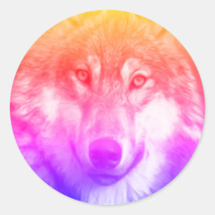 Pegatina Redonda Arte de lobo