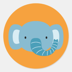 Pegatina Redonda Arte de los niños del cumpleaños del elefante