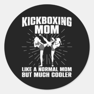 Pegatina Redonda Arte de mamá kickboxing para madre mujeres kickbox