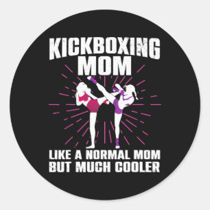 Pegatina Redonda Arte de mamá kickboxing para madre mujeres kickbox