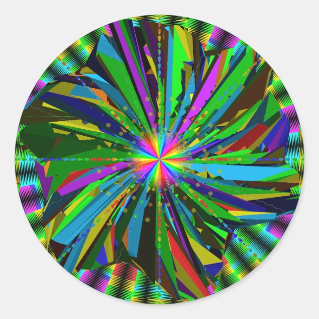 Pegatina Redonda Arte de Mandala  (Anverso)