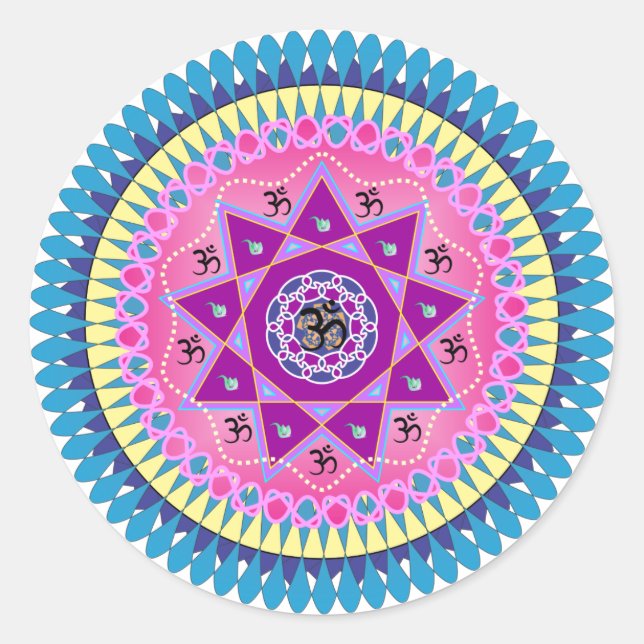 Pegatina Redonda Arte de Mandala (Anverso)
