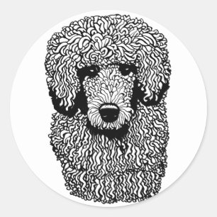 Pegatina Redonda Arte de Mascotas de Animales de Cabeza de Perro de