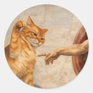 Pegatina Redonda Arte de meme de gato divertido Creación de Adán co
