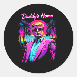 Pegatina Redonda Arte de meme divertido de Donald Trump Daddy's Hom