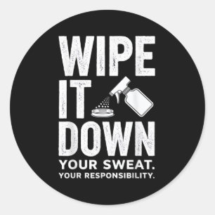 Pegatina Redonda Arte de motivación de fitness para limpiar