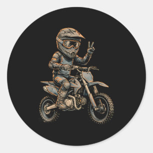 Pegatina Redonda Arte de motocicleta de tierra Piloto de motocross