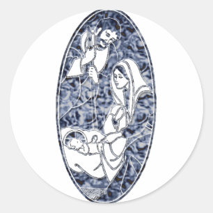 Pegatina Redonda Arte de natividad moderno