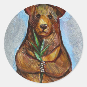 Pegatina Redonda Arte de Nature Lover Bear