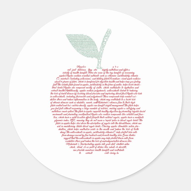 Pegatina Redonda Arte de nube de palabras de Apple (Anverso)