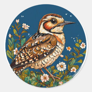 Pegatina Redonda Arte de Pájaro Colorido