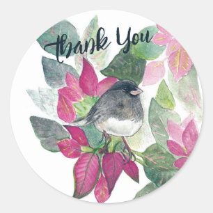 Pegatina Redonda Arte de pájaro oscuro Oyed Junco