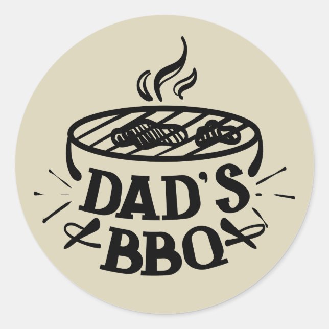Pegatina Redonda Arte de palabras de Guay Dad BBQ (Anverso)