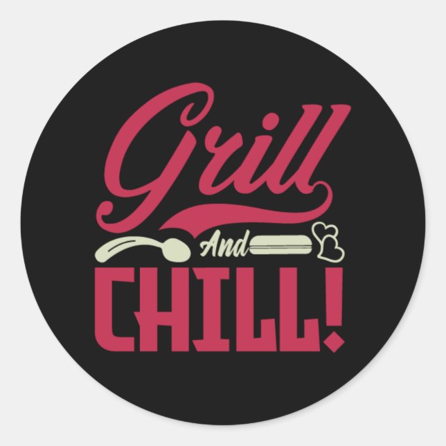 Pegatina Redonda Arte de palabras de Guay Grill chill (Anverso)