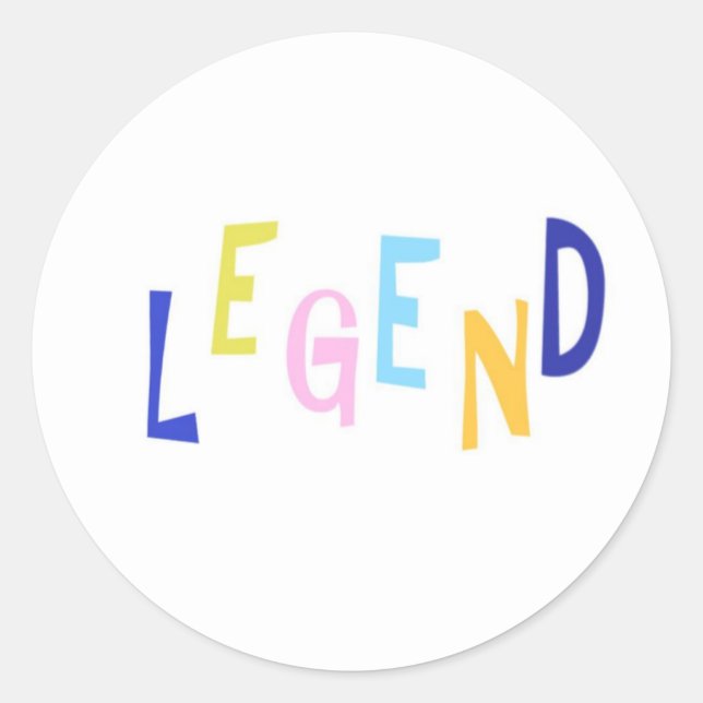 Pegatina Redonda arte de palabras de leyenda (Anverso)