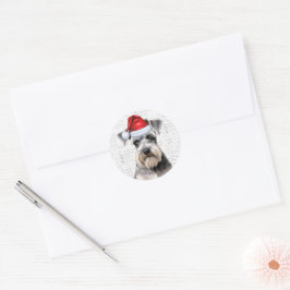 Pegatina Redonda Arte de palabras de perro Schnauzer festivo ladrid