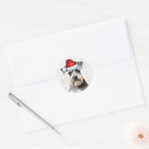 Pegatina Redonda Arte de palabras de perro Schnauzer festivo ladrid