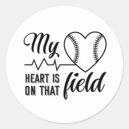 Pegatina Redonda arte de palabras deportivas de béisbol