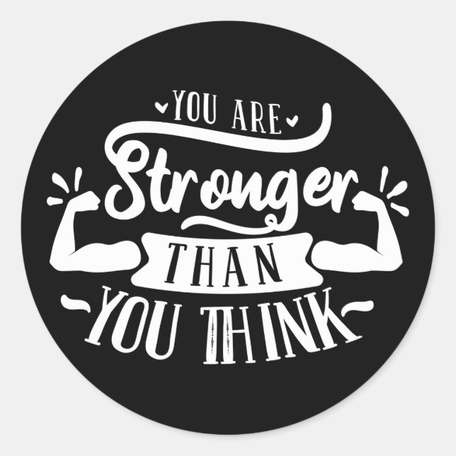 Pegatina Redonda arte de palabras fuertes de inspiración (Anverso)