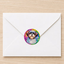 Arte de perro de vidrio teñido de arcoíris Shih Tz