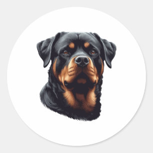 Pegatina Redonda Arte de perro Rottweiler majestuoso