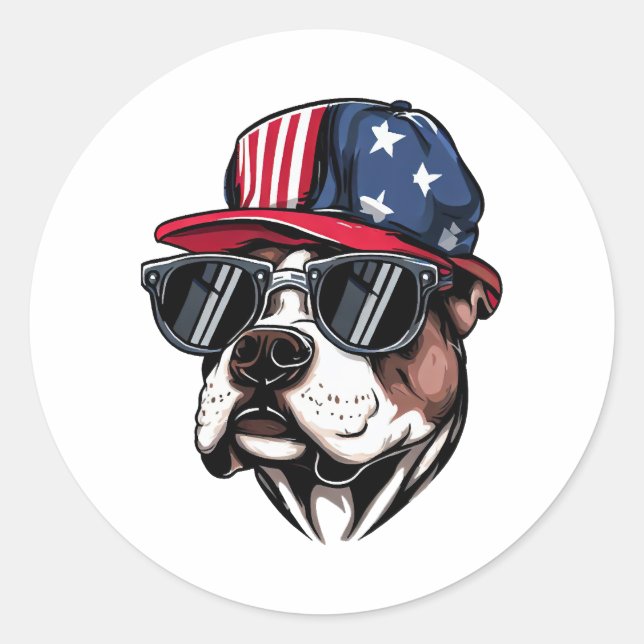 Pegatina Redonda Arte de Pitbull (Anverso)