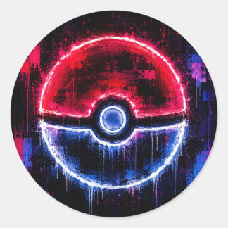 Pegatina Redonda Arte de Pokéball