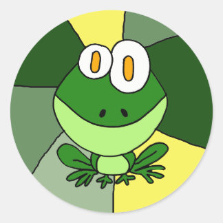 Pegatina Redonda Arte de rana feliz