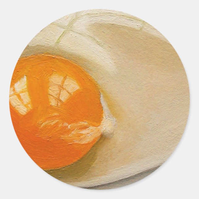 PEGATINA REDONDA ARTE DE REALISMO DE HUEVO RAW (Anverso)
