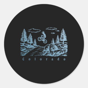 Pegatina Redonda Arte de recuerdo de MTB vintage de ciclismo de mon