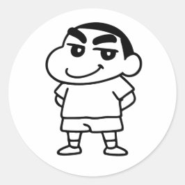 Pegatina Redonda Arte de Shinchan Black and White Line