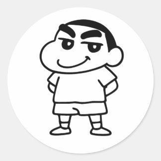 Pegatina Redonda Arte de Shinchan Black and White Line