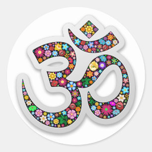 Pegatina Redonda Arte de Símbolo Floral Namaste