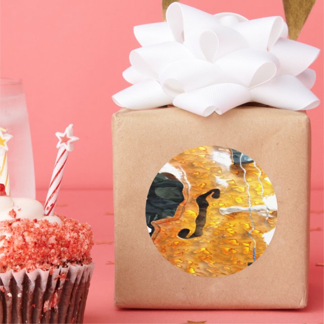 Pegatina Redonda Arte de sonido: Cello (Fiesta)