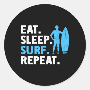 Pegatina Redonda Arte de surf para hombres mujeres surfista amante
