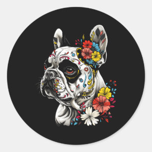 Pegatina Redonda Arte de tatuaje Bulldog francés Bulldog francés ar