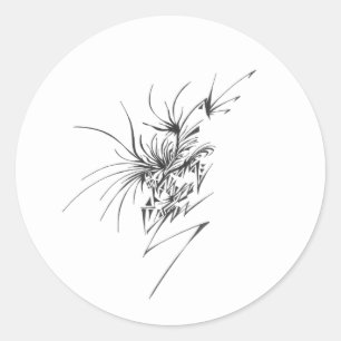 Pegatina Redonda Arte de tatuaje tribal abstracto blanco y negro 11