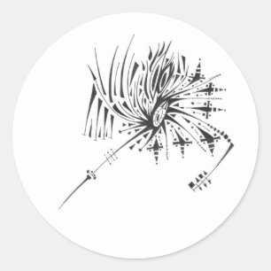 Pegatina Redonda Arte de tatuaje tribal abstracto blanco y negro 12