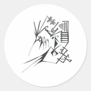 Pegatina Redonda Arte de tatuaje tribal abstracto blanco y negro 22