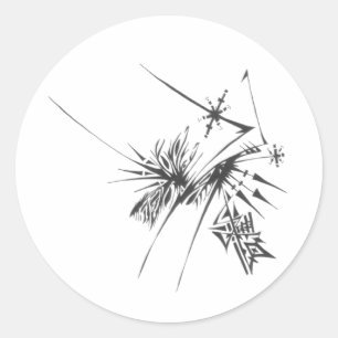 Pegatina Redonda Arte de tatuaje tribal abstracto blanco y negro 99
